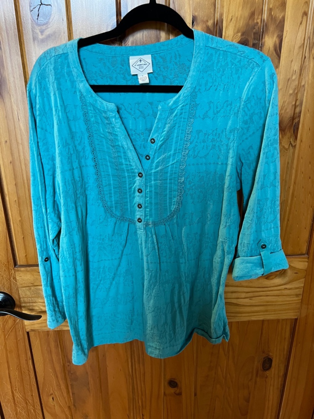 St. John's Bay Teal Button Henley Tunic